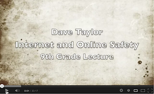 Dave Taylor lectures on Internet and Online Safety to a 9th Grade High School Class