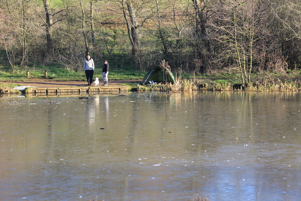 Fishing on a frozen lake