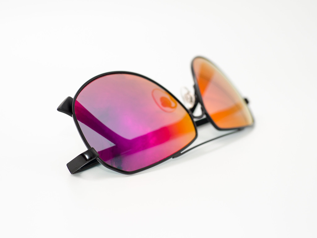 Polarized sunglasses on white background