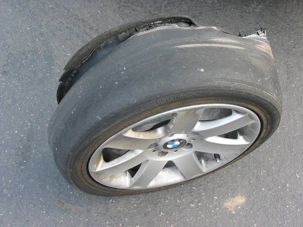 oops. this is what happens when you drive on bald tires.
